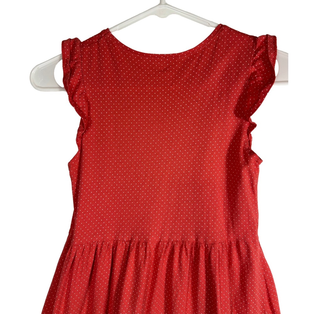 H&M Kids Pink Coral Polka Dot Ruffle Sleeve Organic Cotton Dress Size 8-10Y - Picture 4 of 6